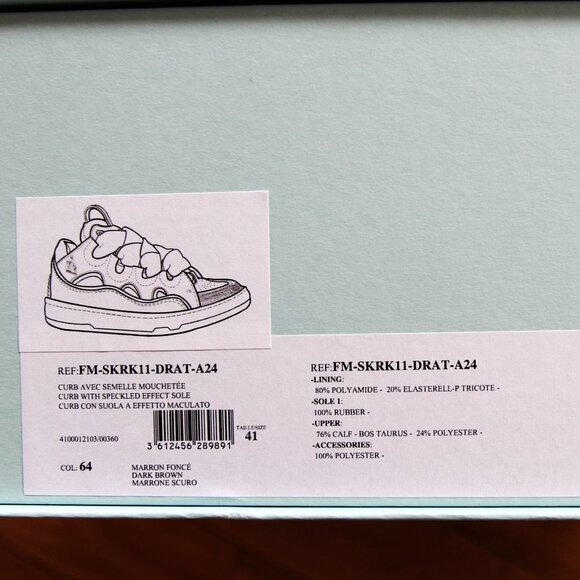 BNWT AW24 LANVIN CURB WITH SPECKLED EFFECT SOLE SNEAKERS 41 - Picture 8 of 12